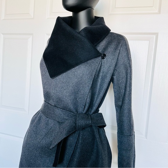 NWT DVF Doubleface Wool Wrap Coat Reversible Marilyn XS Black  Gray Gown - Picture 8 of 11